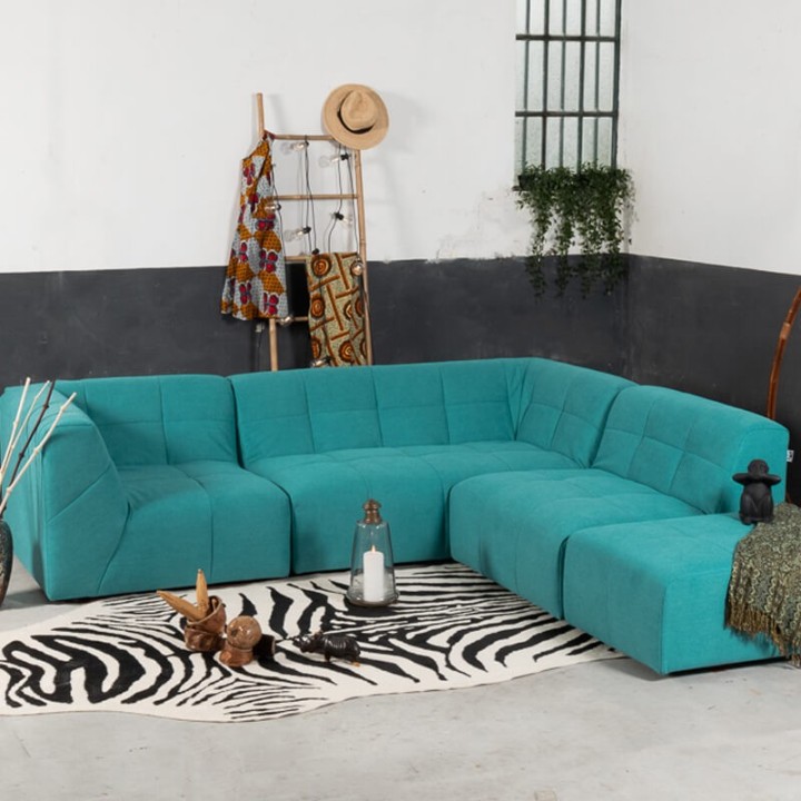 Canapé modulable Pogo Takanap bleu turquoise 5 places