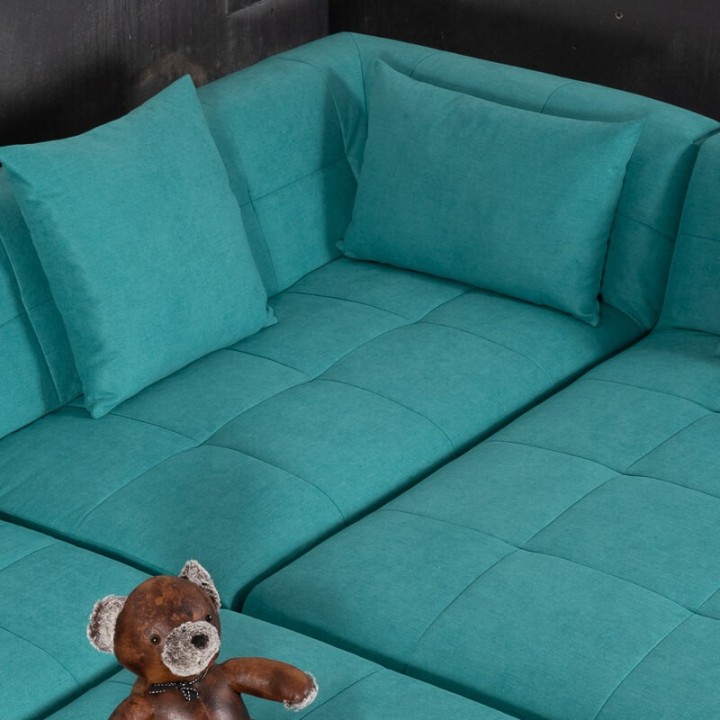 Canapé convertible 5 places Pogo Concept Takanap bleu turquoise