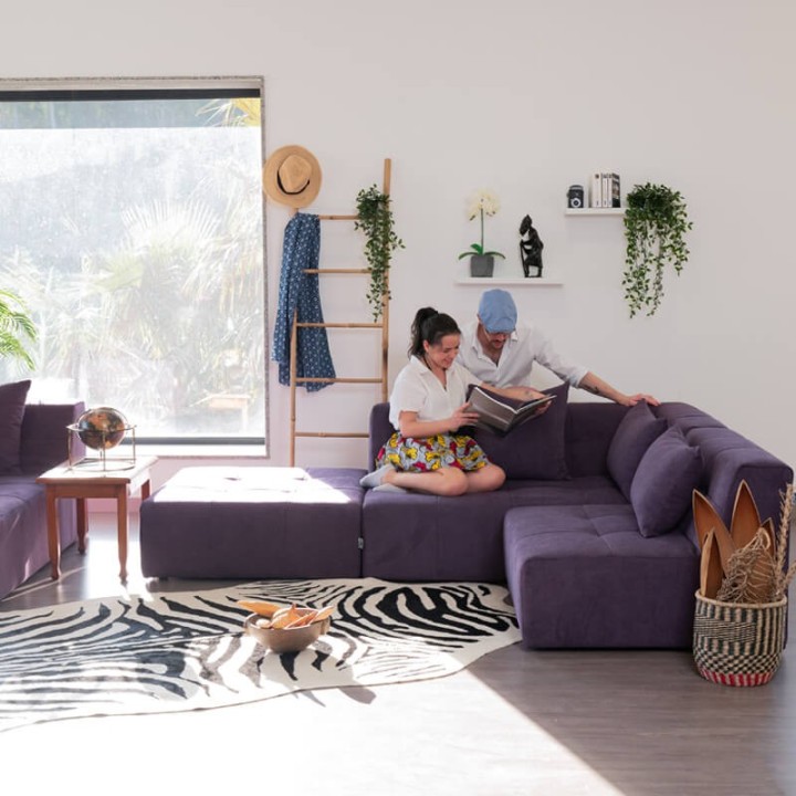 Canapé convertible 5 places Pogo Concept Takanap violet