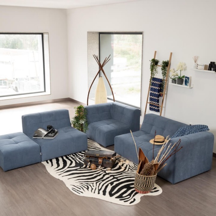 Canapé modulable Pogo Takanap bleu jeans 5 places