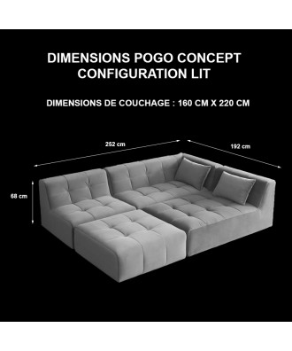 TAKANAP POGO CONCEPT HR VELOURS PARIS canapé convertible 5 places