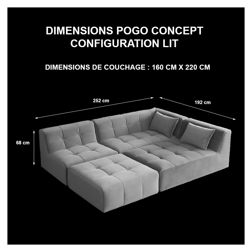 TAKANAP POGO CONCEPT HR VELOURS PARIS canapé convertible 5 places