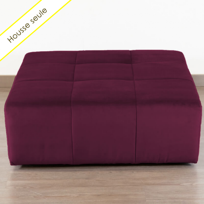 HOUSSE POUF CARRE VELOURS PARIS