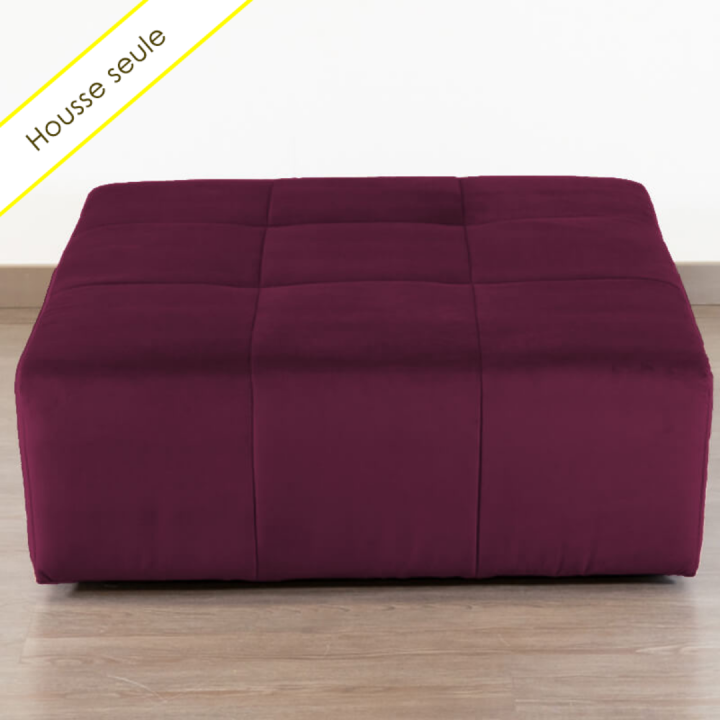 HOUSSE POUF CARRE VELOURS PARIS
