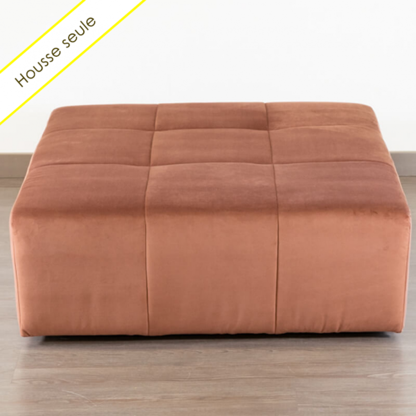 HOUSSE POUF CARRE VELOURS PARIS