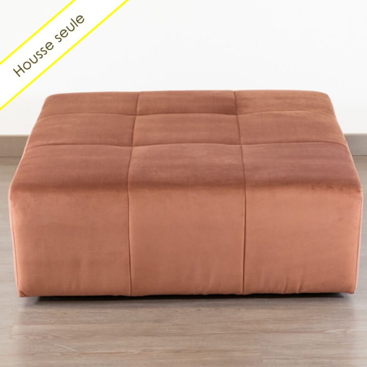 HOUSSE POUF CARRE VELOURS PARIS