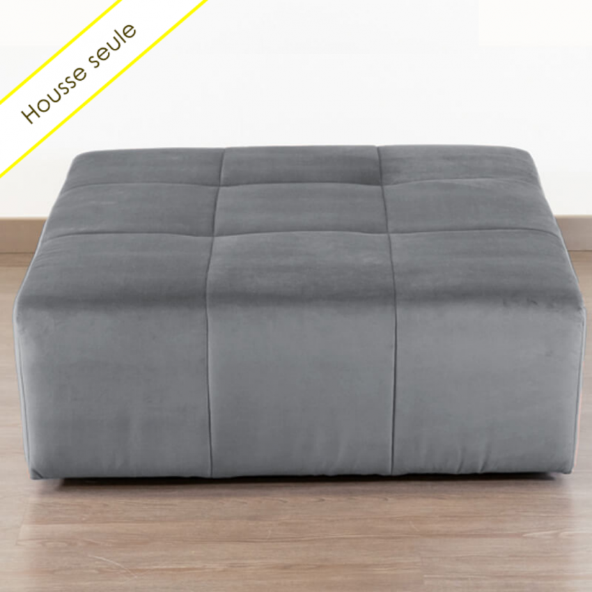 HOUSSE POUF CARRE VELOURS PARIS