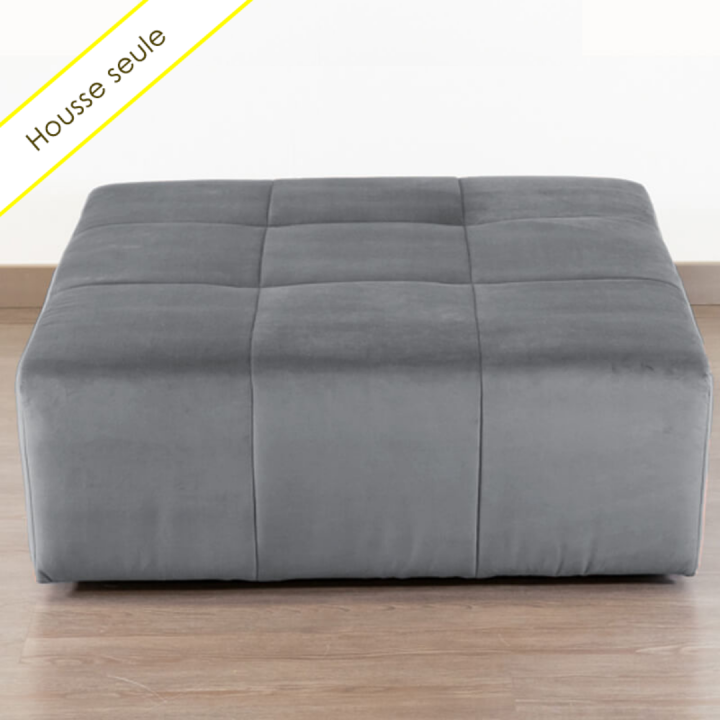 HOUSSE POUF CARRE VELOURS PARIS