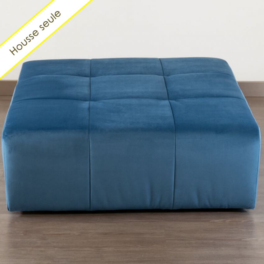 HOUSSE POUF CARRE VELOURS PARIS