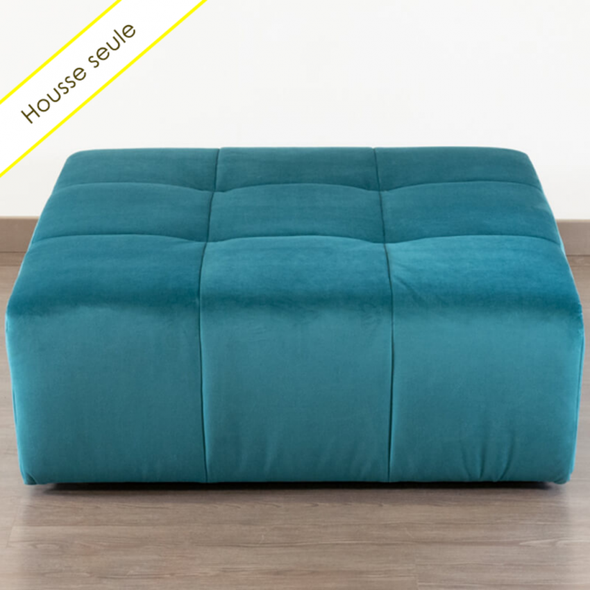 HOUSSE POUF CARRE VELOURS PARIS