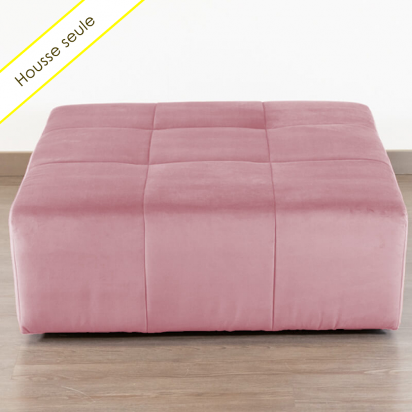 HOUSSE POUF CARRE VELOURS PARIS