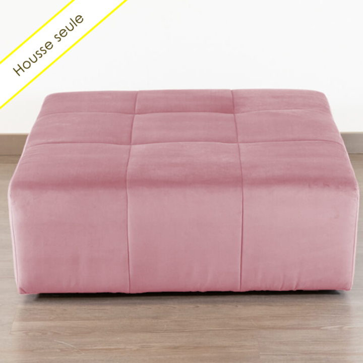 HOUSSE POUF CARRE VELOURS PARIS