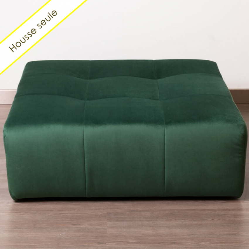 HOUSSE POUF CARRE VELOURS PARIS