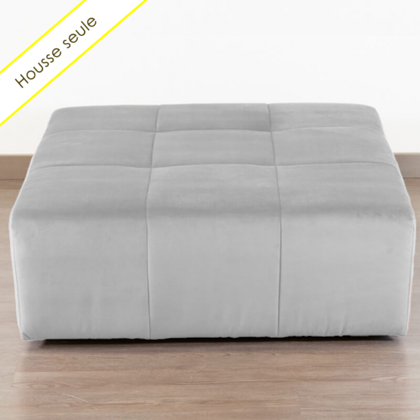 HOUSSE POUF CARRE VELOURS PARIS