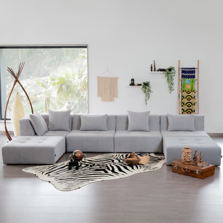Panamax canapé panoramique Takanap gris clair 7 places