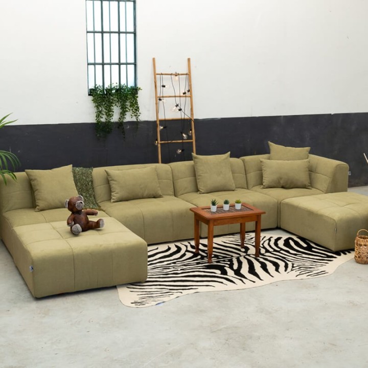 Panamax canapé panoramique Takanap vert mousse 7 places
