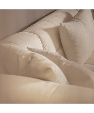 Canapé panoramique velours côtelé blanc crème PANAMAX