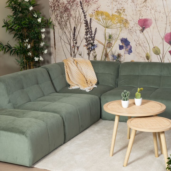 POGO HR VELOURS COTELE-canapé modulable velours côtelé 5 places