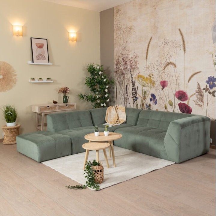 POGO HR VELOURS COTELE-canapé modulable velours côtelé 5 places