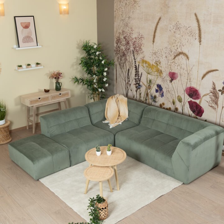 POGO HR VELOURS COTELE-canapé modulable velours côtelé 5 places