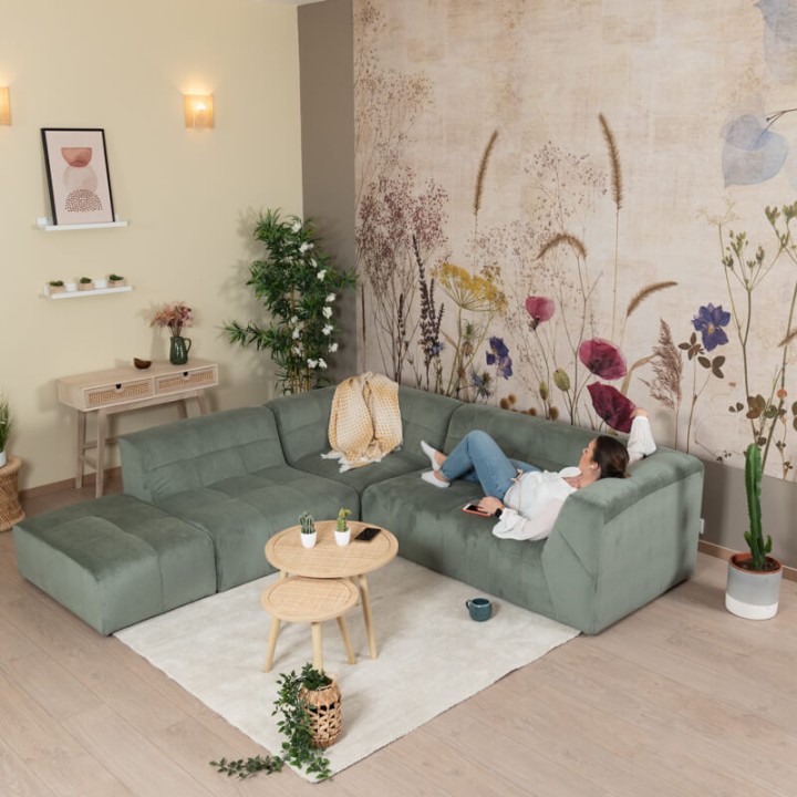 POGO HR VELOURS COTELE-canapé modulable velours côtelé 5 places