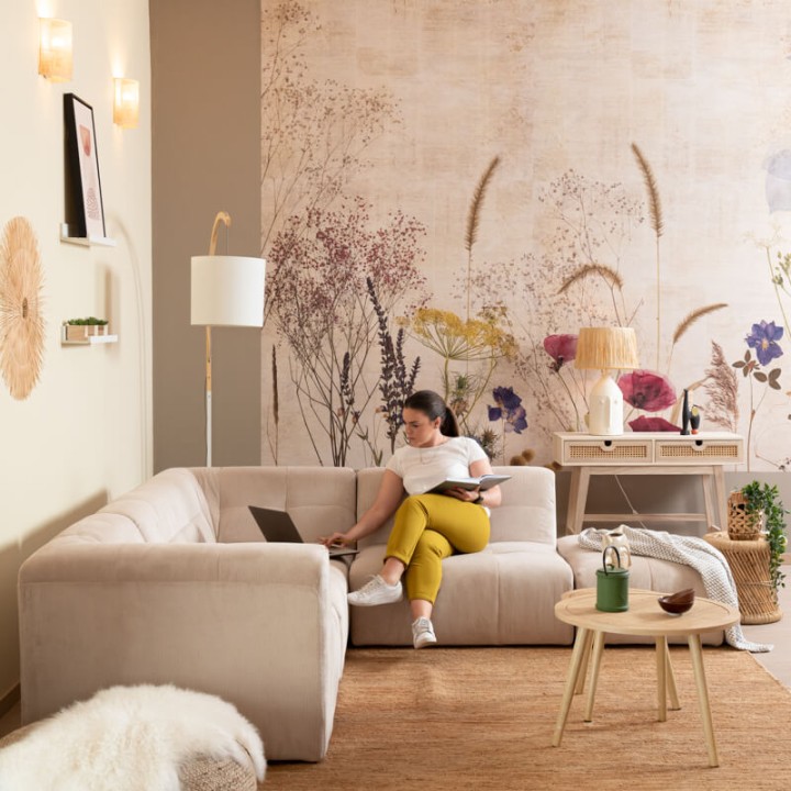 POGO HR VELOURS COTELE-canapé modulable velours côtelé 5 places