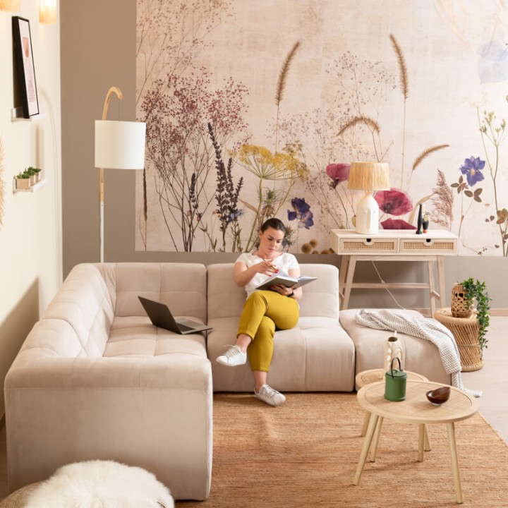 POGO HR VELOURS COTELE-canapé modulable velours côtelé 5 places