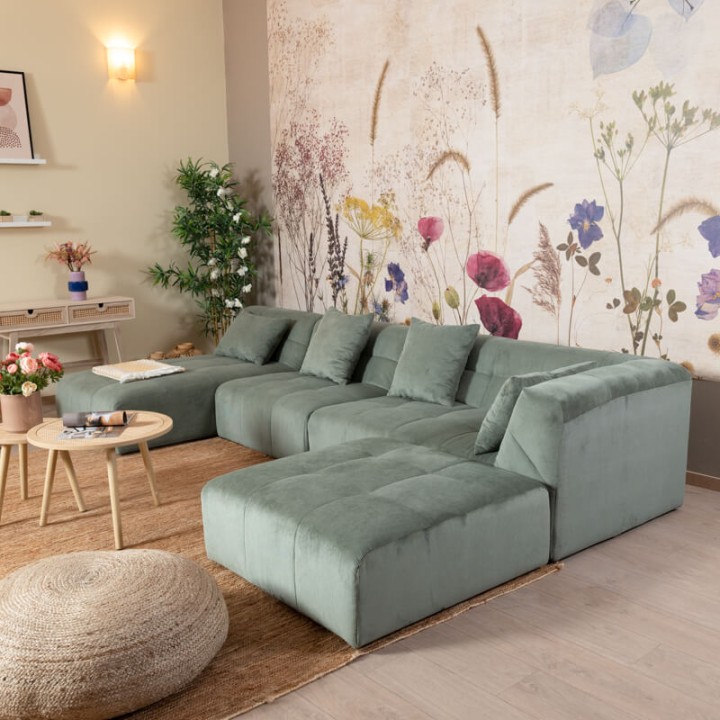 POGO CONCEPT HR VELOURS COTELE-canapé convertible 5 places
