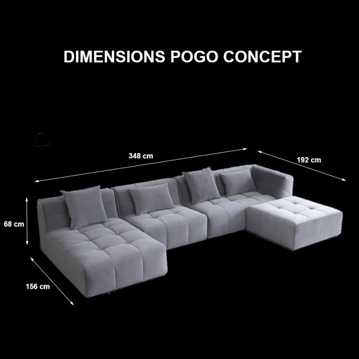 POGO CONCEPT HR VELOURS COTELE-canapé convertible 5 places