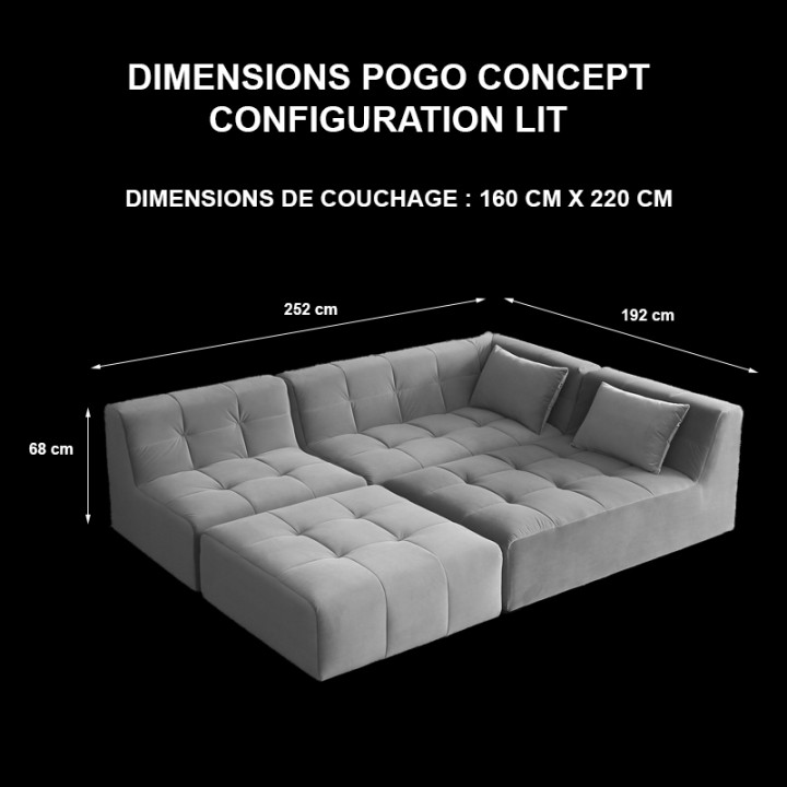 POGO CONCEPT HR VELOURS COTELE-canapé convertible 5 places