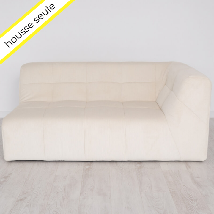 HOUSSE ANGLE DOUBLE DROIT VELOURS COTELE