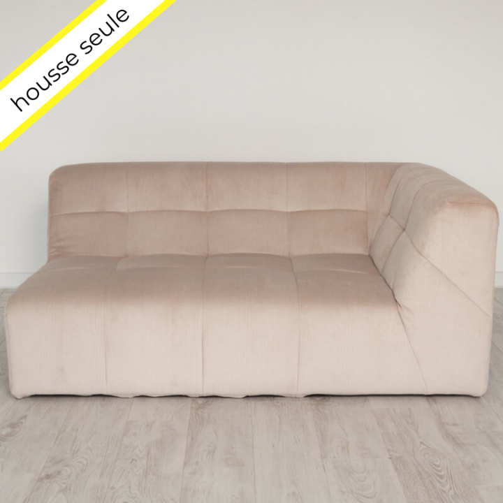HOUSSE ANGLE DOUBLE DROIT VELOURS COTELE