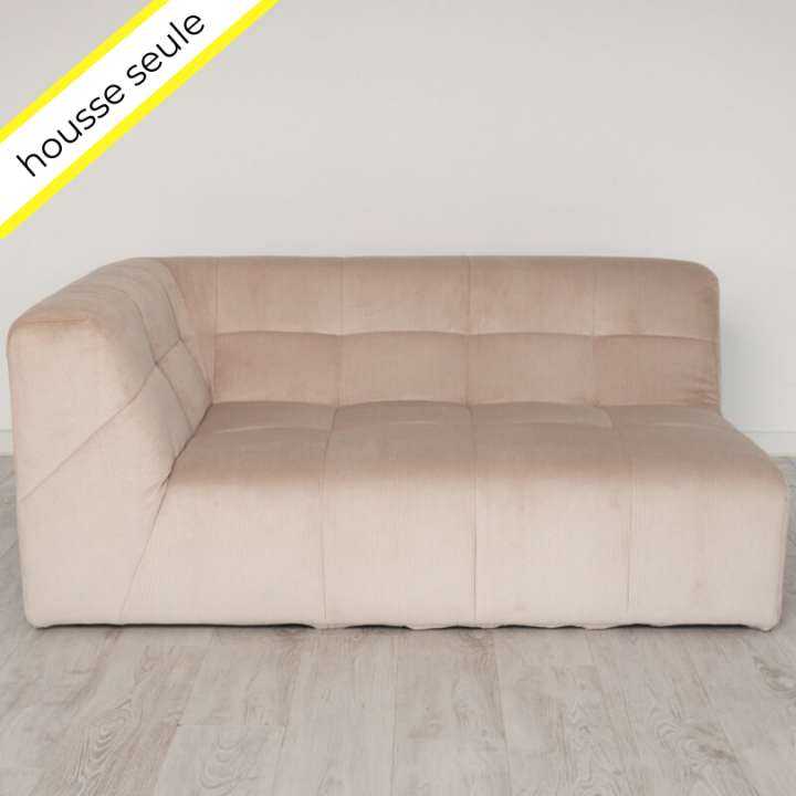 HOUSSE ANGLE DOUBLE GAUCHE VELOURS COTELE