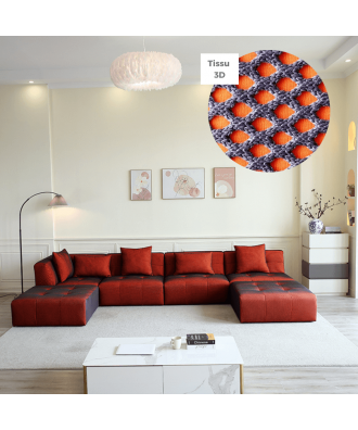Canapé panoramique tissu 3D orange PANAMAX