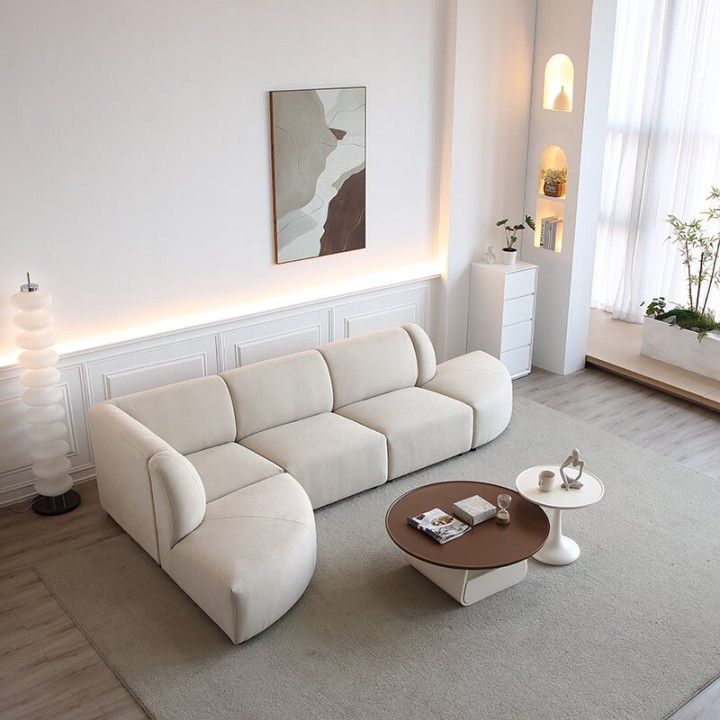 Canapé d'angle modulable beige FADO