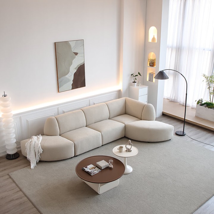 Canapé d'angle modulable beige FADO