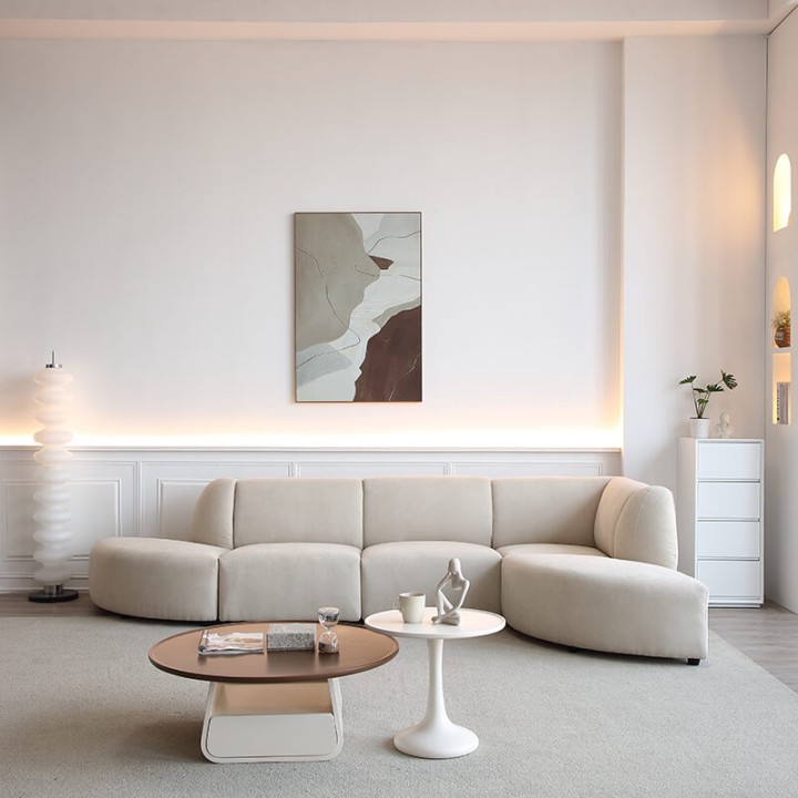 Canapé d'angle modulable beige FADO