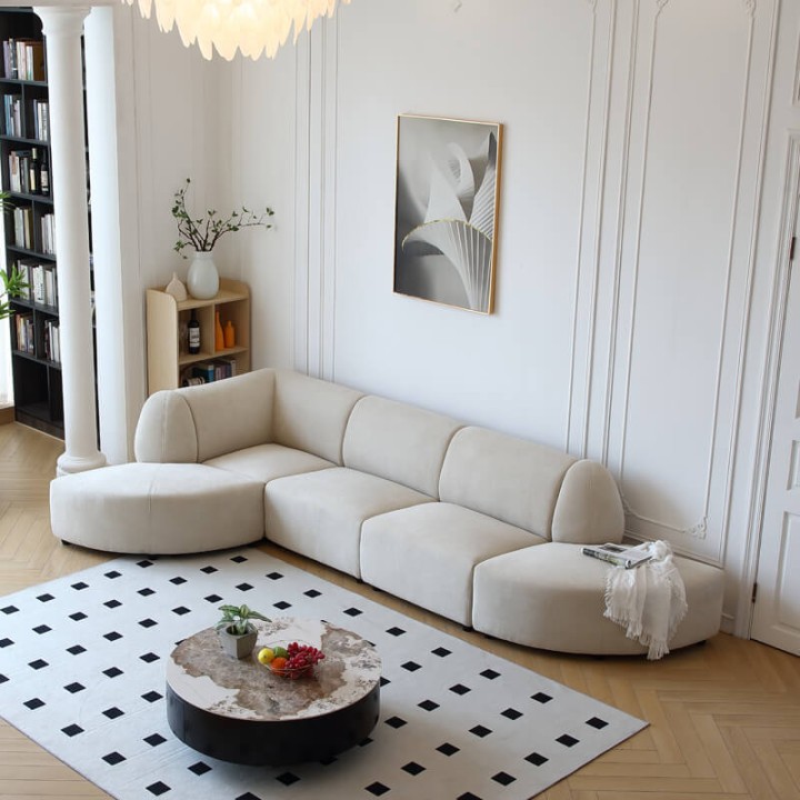 Canapé d'angle modulable beige FADO