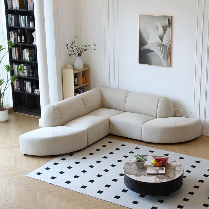 Canapé d'angle modulable beige FADO
