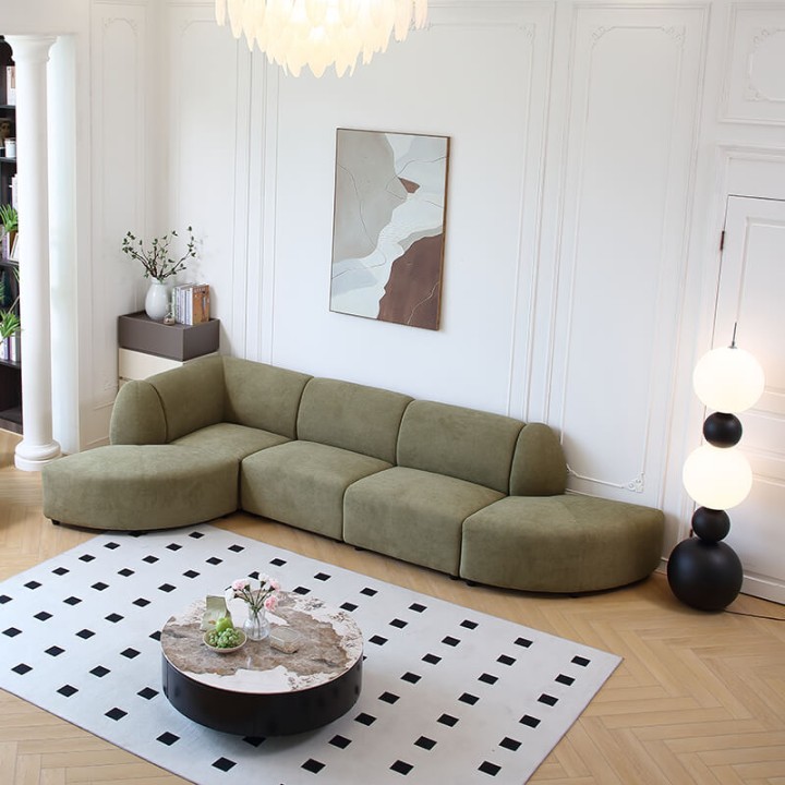 Canapé d'angle modulable vert mousse FADO