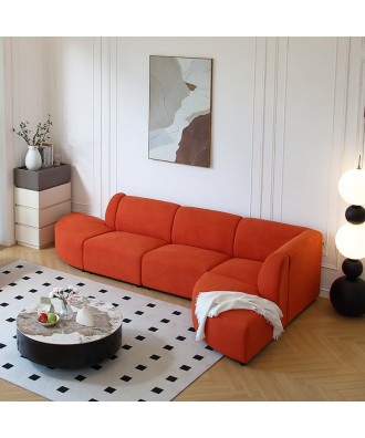 Canapé d'angle modulable orange FADO
