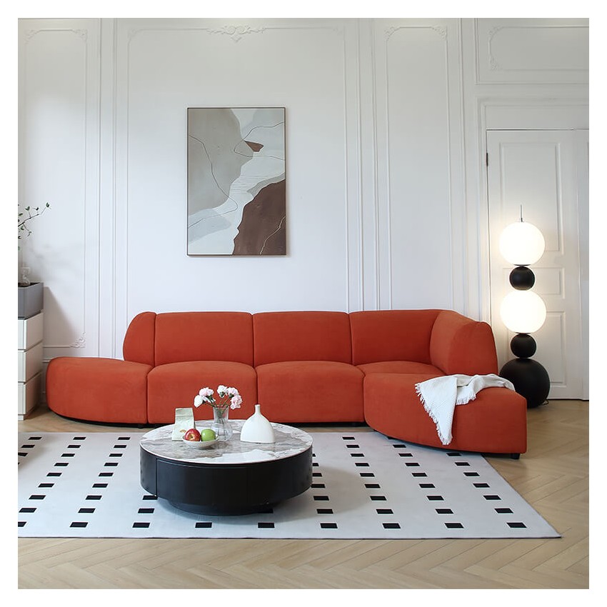 Canapé d'angle modulable orange FADO