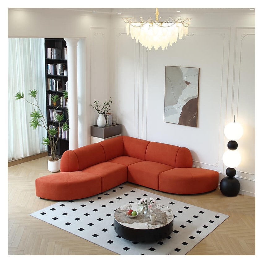 Canapé d'angle modulable orange FADO