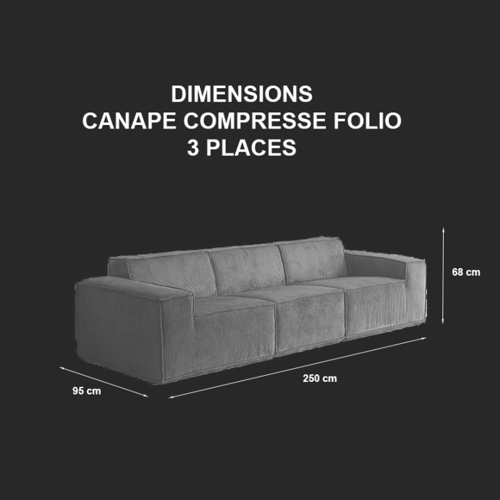 Folio -  Canapé compressé 3 places livraison offerte