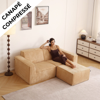 Folio -  Canapé compressé 2 places + 1 pouf livraison offerte