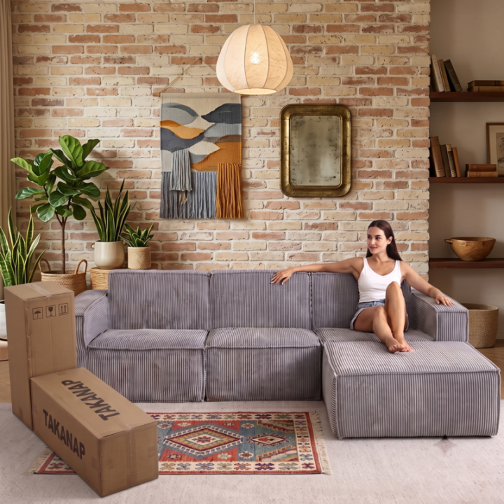 Folio -  Canapé compressé 3 places + 1 pouf livraison offerte