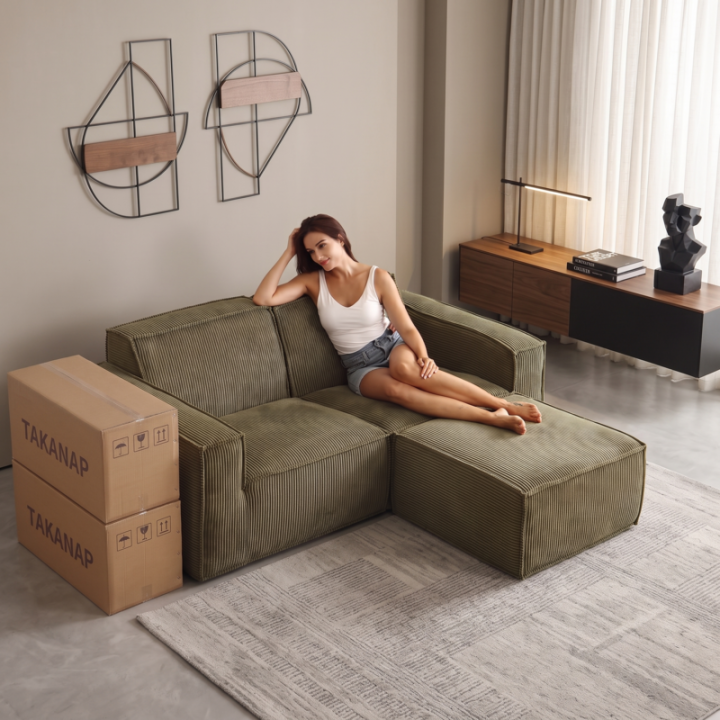 Folio -  Canapé compressé 2 places + 1 pouf livraison offerte